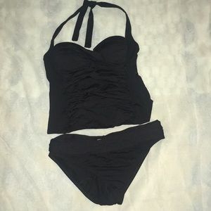 BLACK LA BLANCA TANKINI SWIM SET SIZE 10